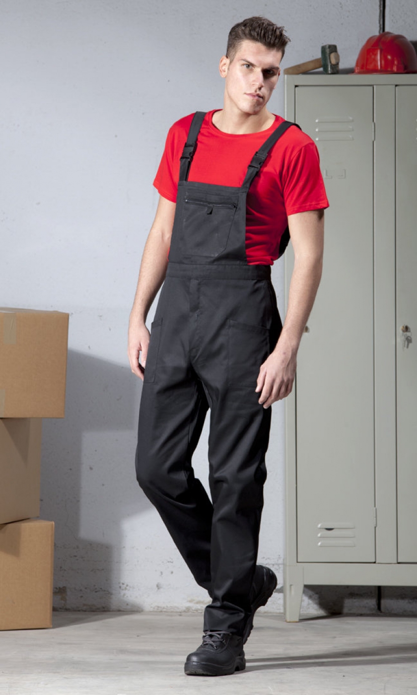 Uniforme Protectie - Pantaloni tip salopeta de lucru cu pieptar si buzunar central, unisex