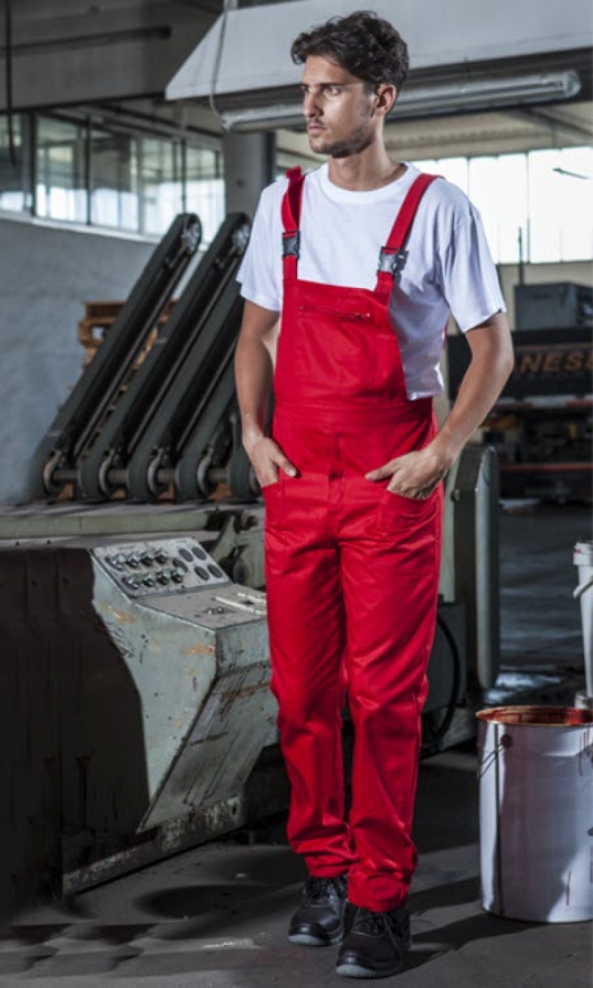 Uniforme Protectie - Pantaloni tip salopeta de lucru cu pieptar si buzunar central, unisex