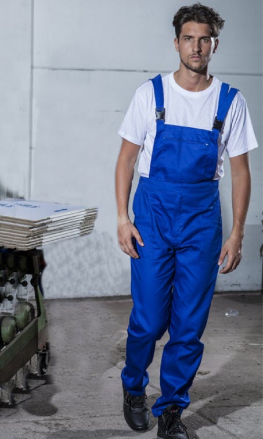 Uniforme Protectie - Pantaloni tip salopeta de lucru cu pieptar si buzunar central, unisex
