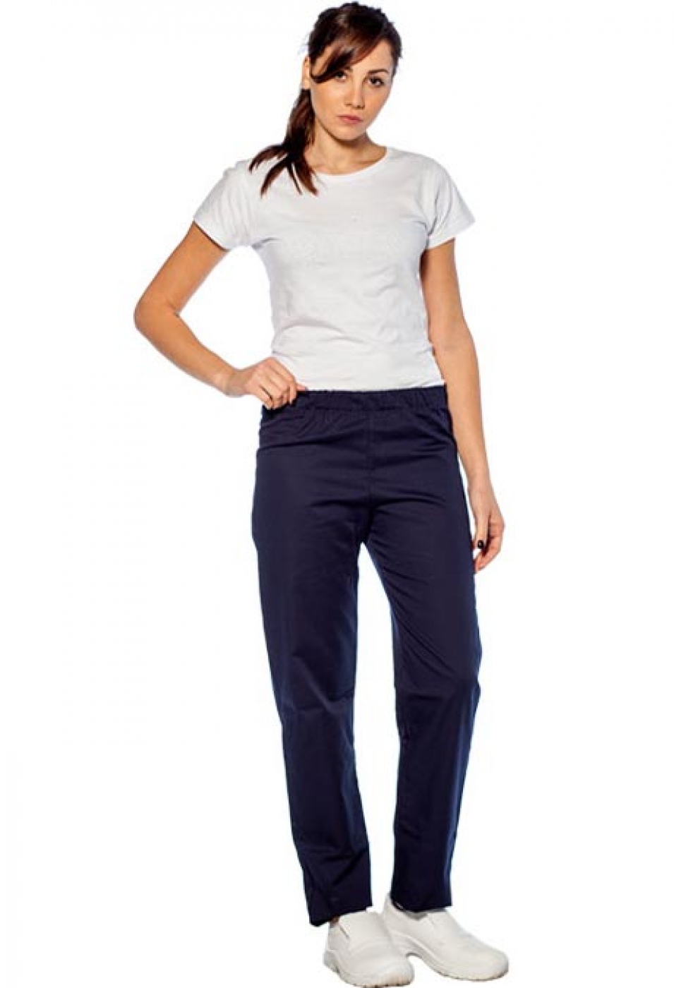 Pantalon de lucru pentru femei de serviciu, model conic cu elastic si buzunar la spate
