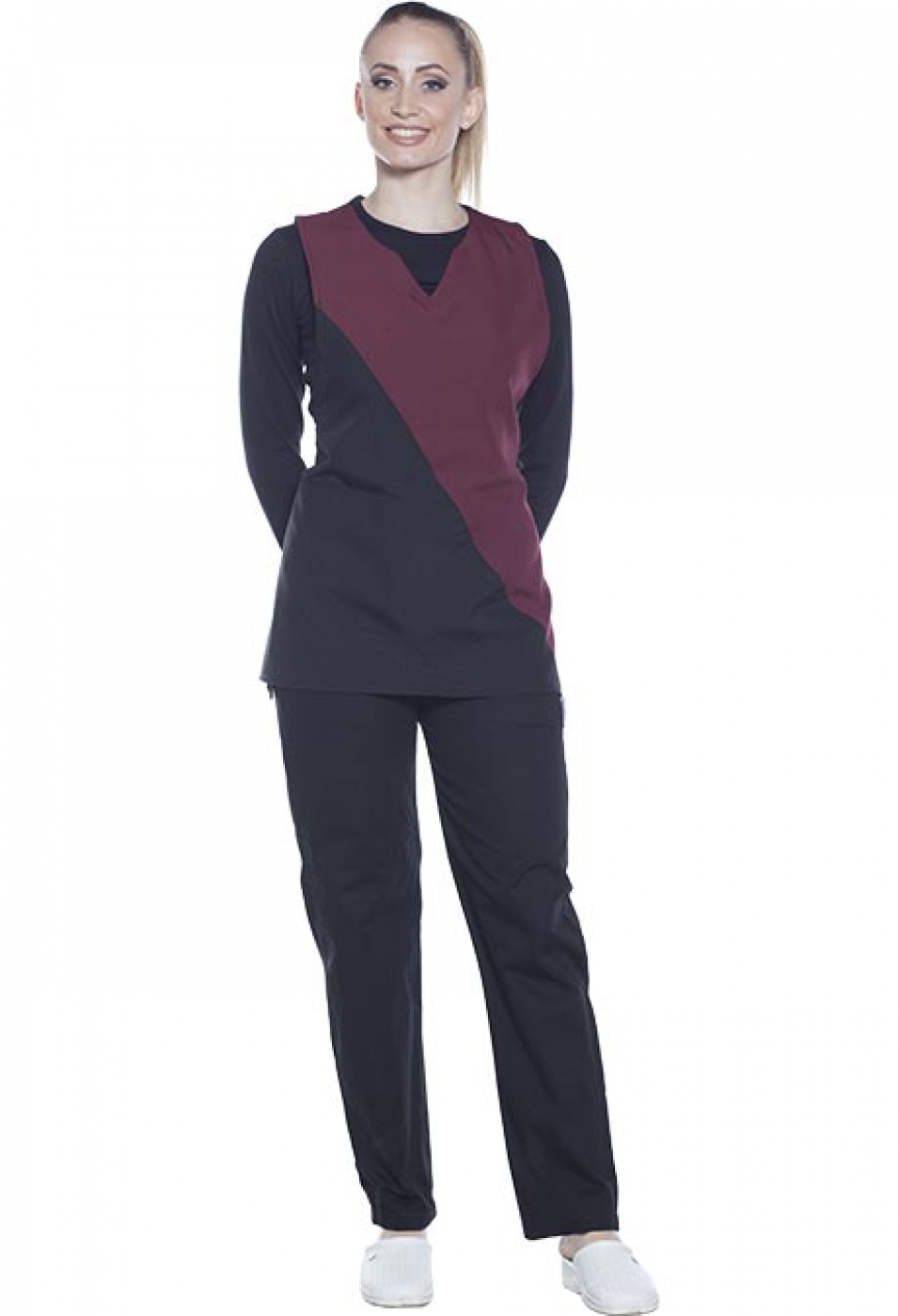 Uniforme Curatenie - Halat femeie serviciu -camerista, tip vesta cu anchior si buzunar