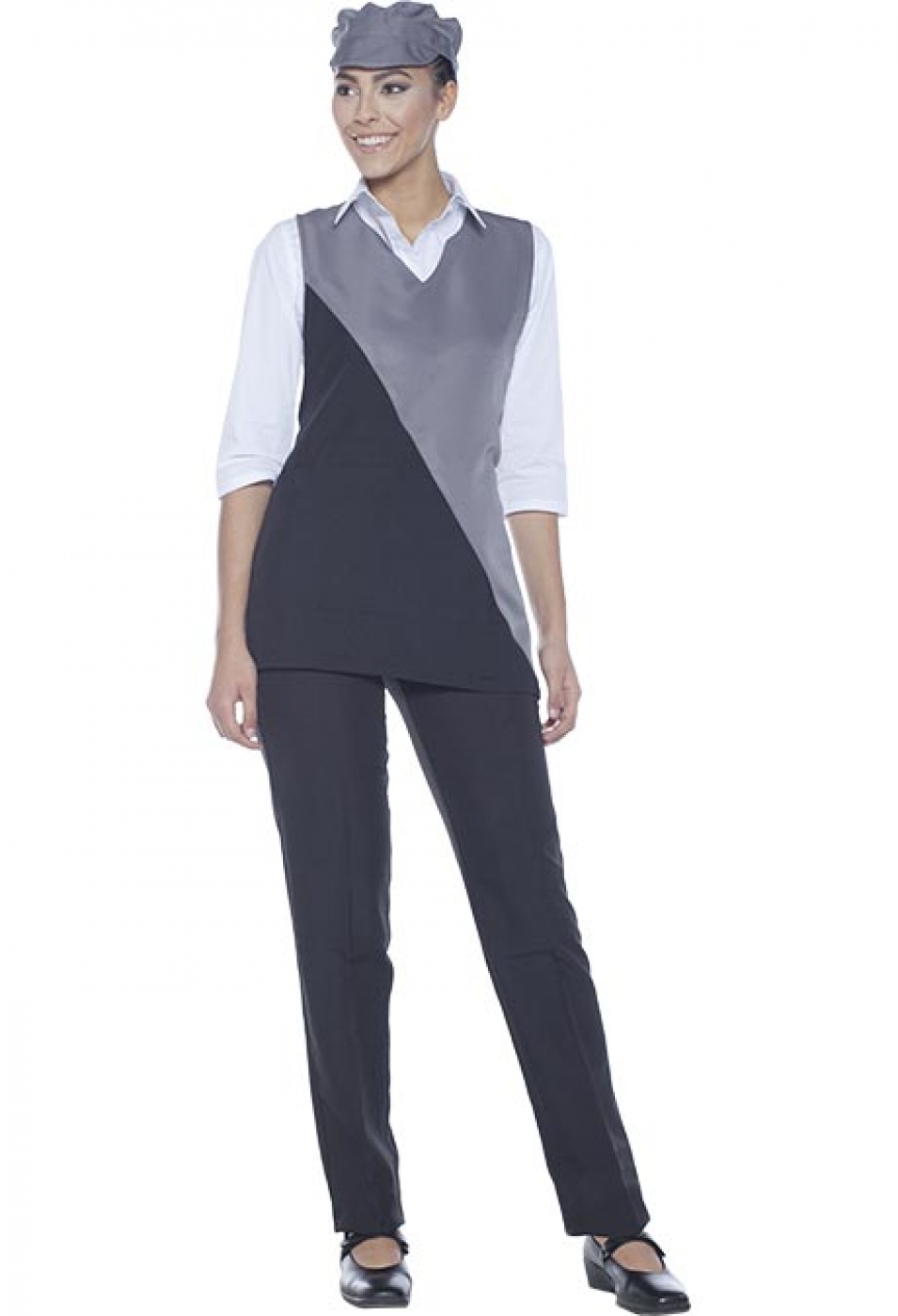 Uniforme Curatenie - Halat femeie serviciu -camerista, tip vesta cu anchior si buzunar