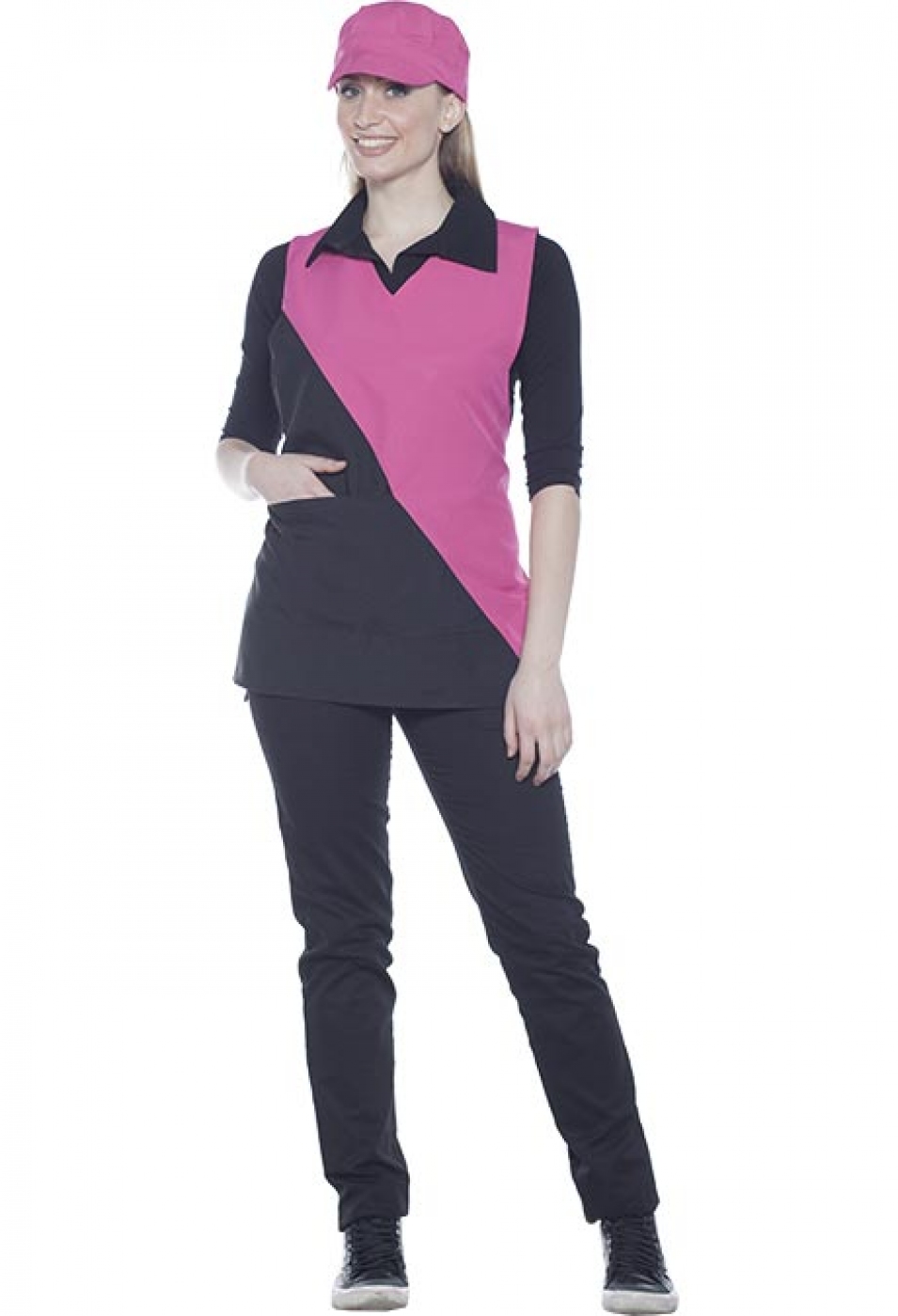Uniforme Curatenie - Halat femeie serviciu -camerista, tip vesta cu anchior si buzunar