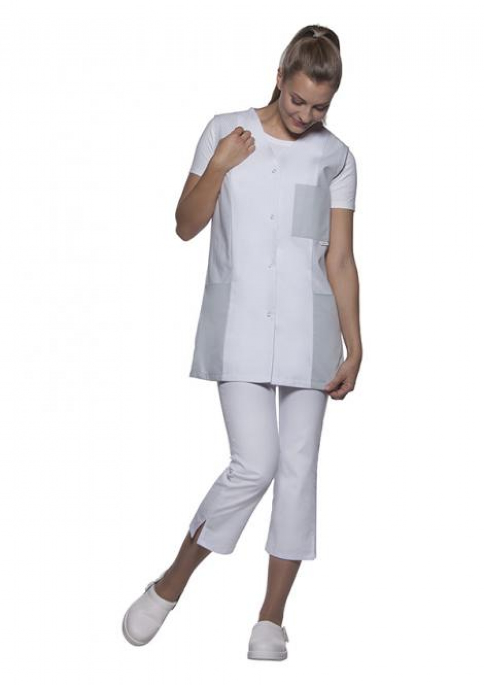 Uniforme Curatenie - Bluza camerista, tip vesta, model cu anchior si capse