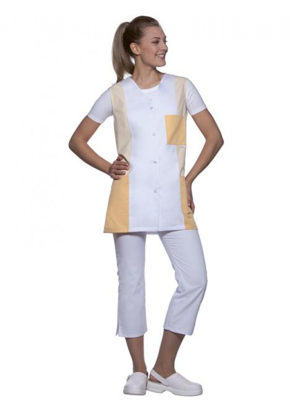 Uniforme Curatenie - Bluza camerista, tip vesta, model cu anchior si capse