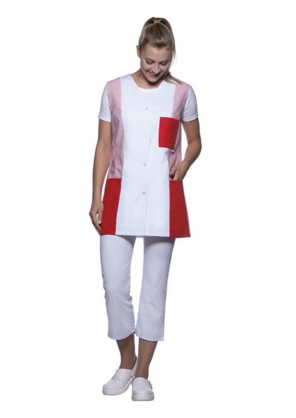 Uniforme Curatenie - Bluza camerista, tip vesta, model cu anchior si capse