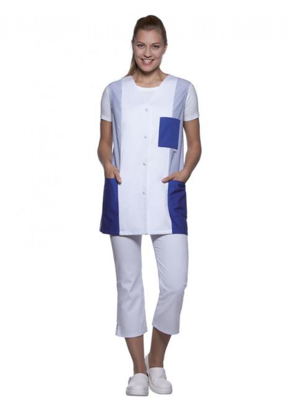 Uniforme Curatenie - Bluza camerista, tip vesta, model cu anchior si capse