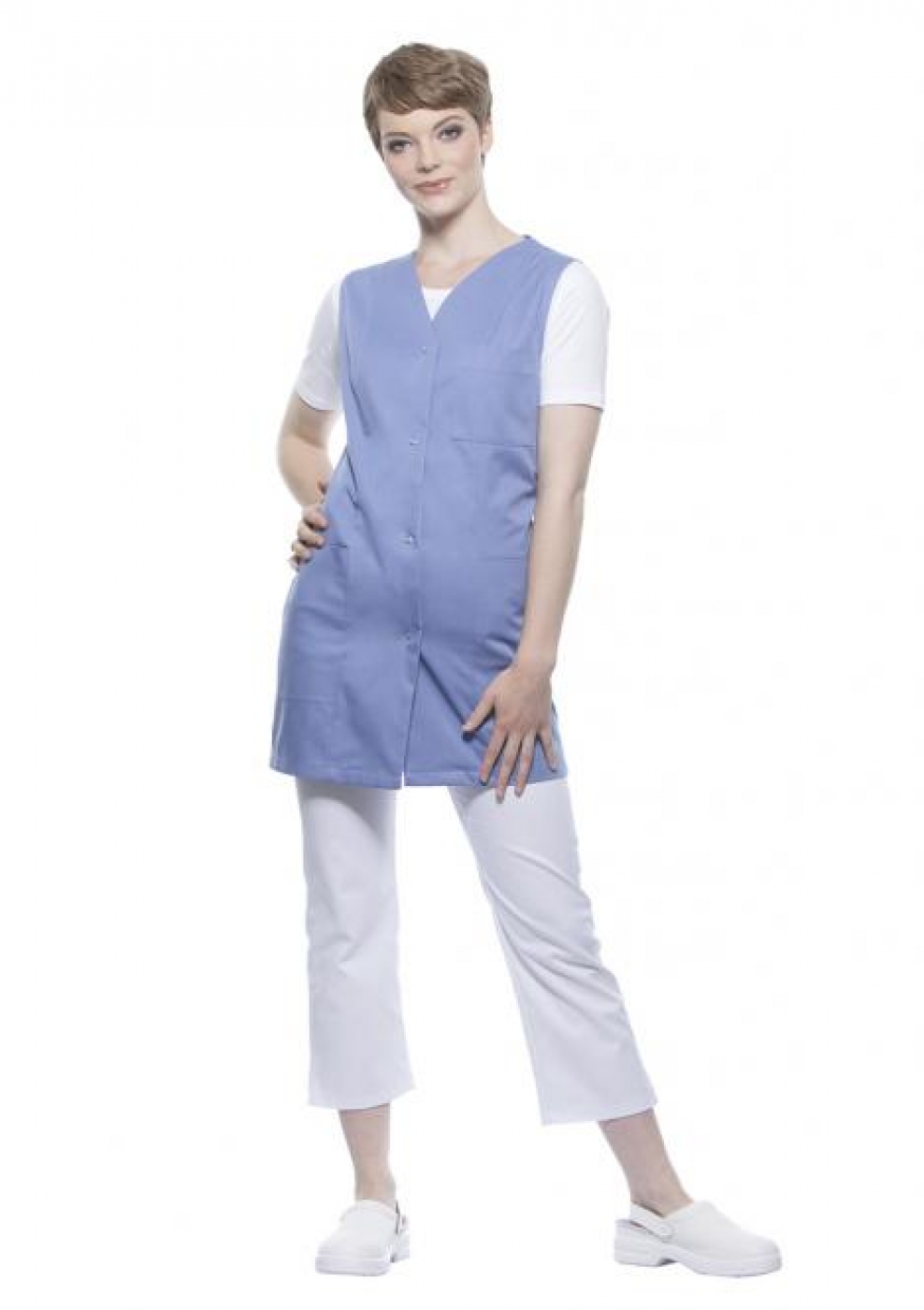 Uniforme Curatenie - Bluza camerista, tip vesta, model uni, cu anchior si capse