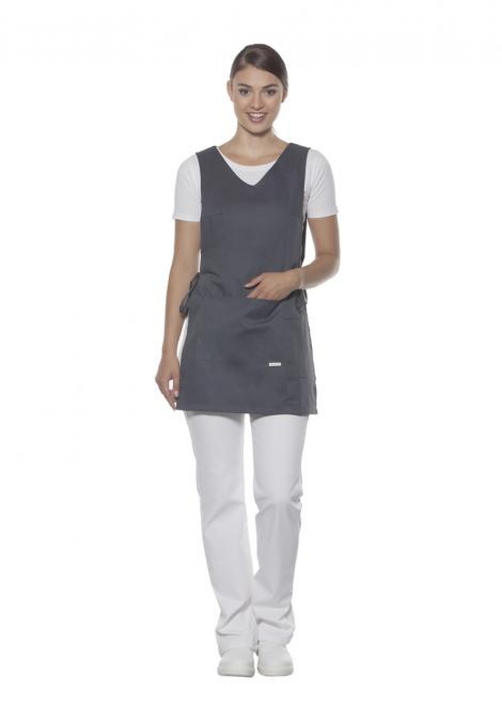 Uniforme Curatenie - Bluza camerista, tip vesta, bicolor cu buzunar central