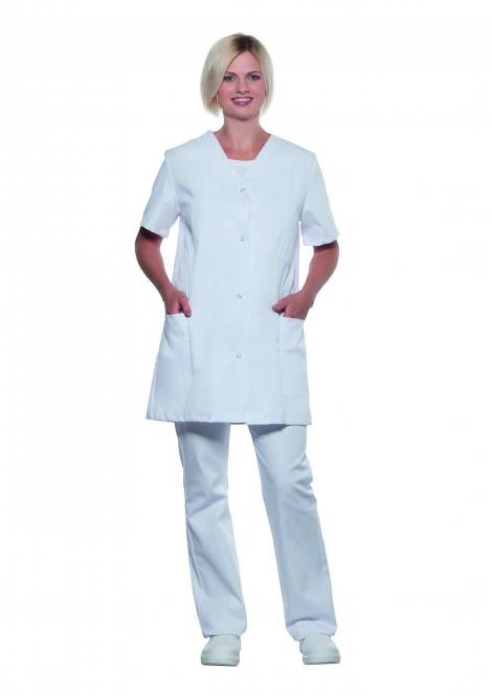 Uniforme Curatenie - Halat camerista, model lung cu anchior si capse